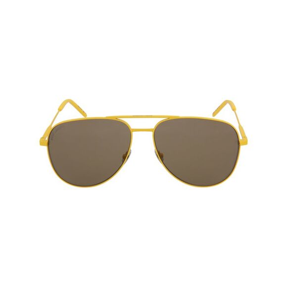 Saint Laurent Aviator-Style Metal Sunglasses Yellow Unisex-Adult